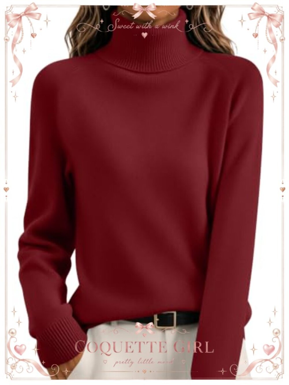 Women's Turtleneck Sweater Chunky Knit Pullover Long Sleeve Fall Winter Top